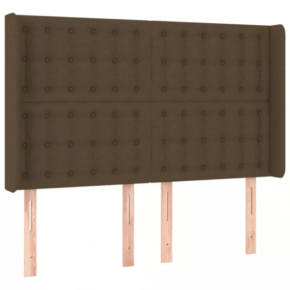 sötétbarna szövet LED-es fejtámla 147x16x118/128 cm