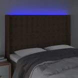sötétbarna szövet LED-es fejtámla 147x16x118/128 cm