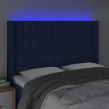 kék szövet LED-es fejtámla 147x16x118/128 cm