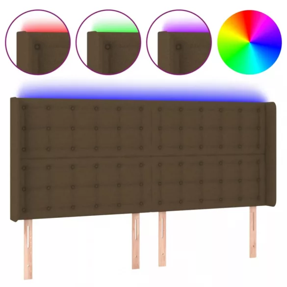 sötétbarna szövet LED-es fejtámla 183x16x118/128 cm