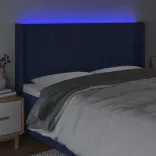kék szövet LED-es fejtámla 183x16x118/128 cm