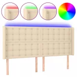 krémszínű szövet LED-es fejtámla 203x16x118/128 cm