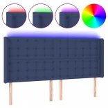 kék szövet LED-es fejtámla 203x16x118/128 cm