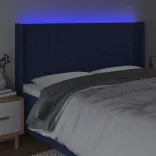 kék szövet LED-es fejtámla 203x16x118/128 cm