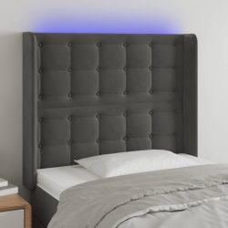 sötétszürke bársony LED-es fejtámla 83x16x118/128 cm