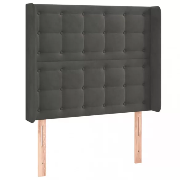 sötétszürke bársony LED-es fejtámla 83x16x118/128 cm