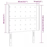 sötétszürke bársony LED-es fejtámla 83x16x118/128 cm