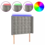 világosszürke bársony LED-es fejtámla 93x16x118/128 cm