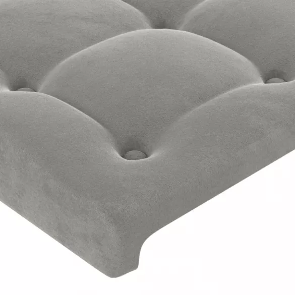 világosszürke bársony LED-es fejtámla 93x16x118/128 cm