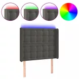 sötétszürke bársony LED-es fejtámla 93x16x118/128 cm