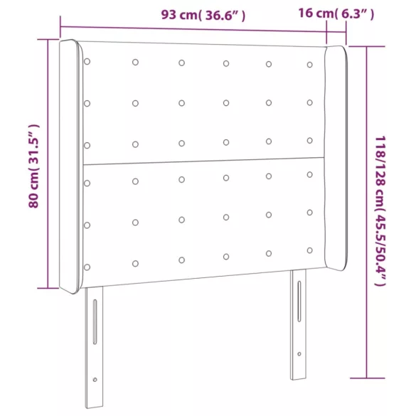 rózsaszín bársony LED-es fejtámla 93x16x118/128 cm