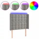 világosszürke bársony LED-es fejtámla 103x16x118/128 cm