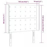 sötétszürke bársony LED-es fejtámla 103x16x118/128 cm