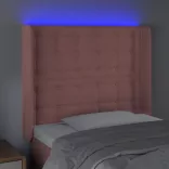 rózsaszín bársony LED-es fejtámla 103x16x118/128 cm