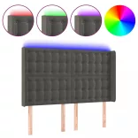 sötétszürke bársony LED-es fejtámla 147x16x118/128 cm