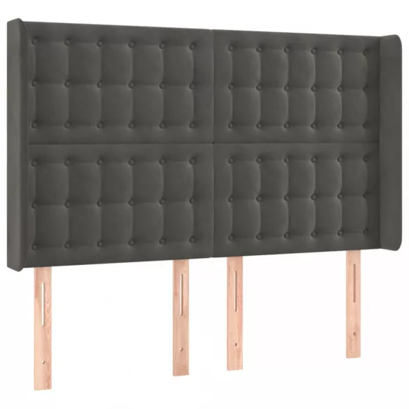 sötétszürke bársony LED-es fejtámla 147x16x118/128 cm