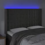 sötétszürke bársony LED-es fejtámla 147x16x118/128 cm