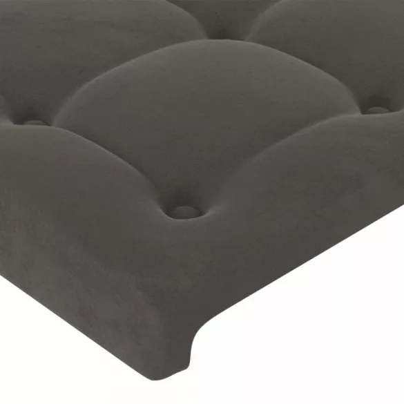 sötétszürke bársony LED-es fejtámla 147x16x118/128 cm