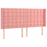 rózsaszín bársony LED-es fejtámla 163x16x118/128 cm