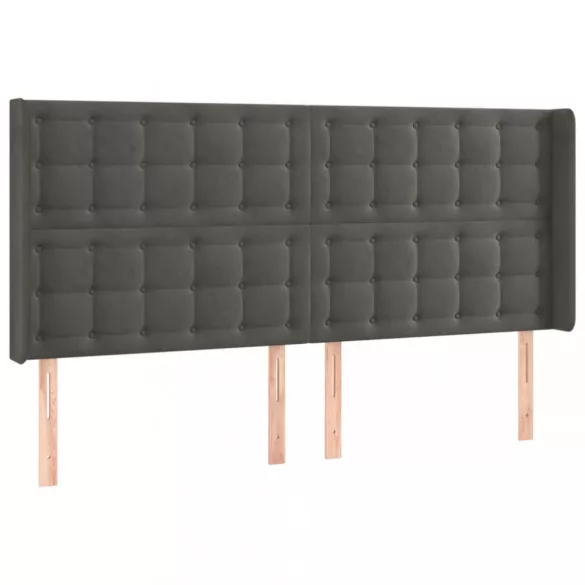 sötétszürke bársony LED-es fejtámla 183x16x118/128 cm