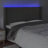 sötétszürke bársony LED-es fejtámla 183x16x118/128 cm