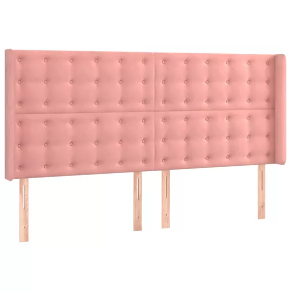 rózsaszín bársony LED-es fejtámla 183x16x118/128 cm