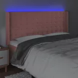 rózsaszín bársony LED-es fejtámla 183x16x118/128 cm