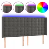 sötétszürke bársony LED-es fejtámla 203x16x118/128 cm