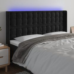 fekete bársony LED-es fejtámla 203x16x118/128 cm