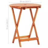 tömör eukaliptuszfa összecsukható kerti asztal Ø 60 x 75 cm