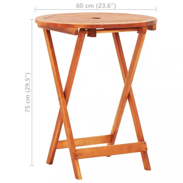 tömör eukaliptuszfa összecsukható kerti asztal Ø 60 x 75 cm