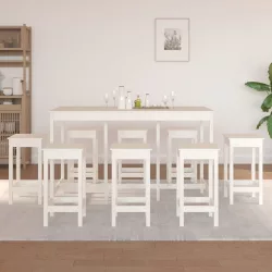 9 részes fehér tömör fenyőfa bárszett