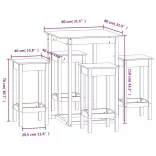 5 részes tömör fenyőfa bárszett