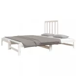 fehér tömör fenyőfa kihúzható kanapéágy 2x(90x190) cm