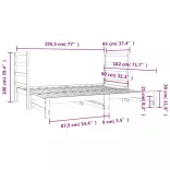 fehér tömör fenyőfa kihúzható kanapéágy 2x(90x190) cm