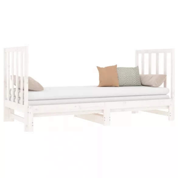 fehér tömör fenyőfa kihúzható kanapéágy 2x(90x190) cm