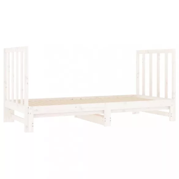 fehér tömör fenyőfa kihúzható kanapéágy 2x(90x190) cm