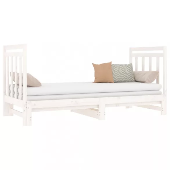 fehér tömör fenyőfa kihúzható kanapéágy 2x(90x190) cm