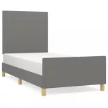 sötétszürke szövet ágykeret matrac nélkül 90x200 cm