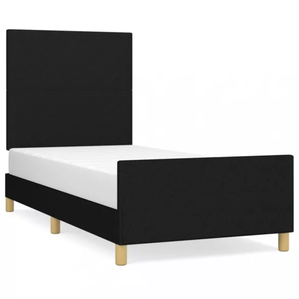 fekete szövet ágykeret matrac nélkül 100x200 cm