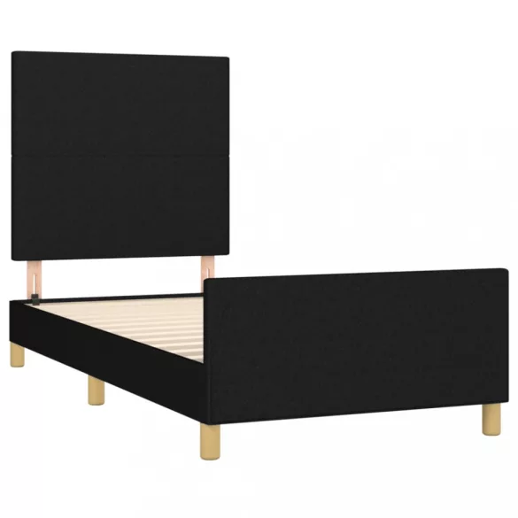fekete szövet ágykeret matrac nélkül 100x200 cm