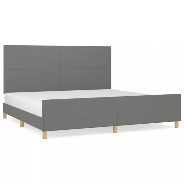 sötétszürke szövet ágykeret matrac nélkül 200 x 200 cm