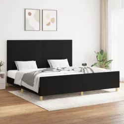fekete szövet ágykeret matrac nélkül 200 x 200 cm