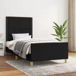 fekete szövet ágykeret matrac nélkül 100x200 cm