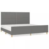 sötétszürke szövet ágykeret matrac nélkül 200 x 200 cm