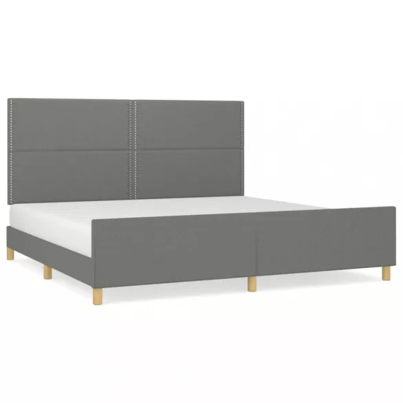 sötétszürke szövet ágykeret matrac nélkül 200 x 200 cm