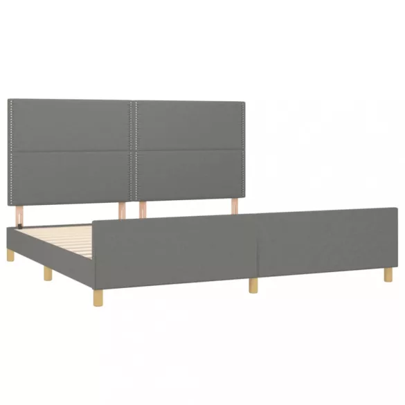 sötétszürke szövet ágykeret matrac nélkül 200 x 200 cm
