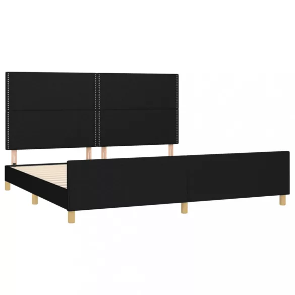 fekete szövet ágykeret matrac nélkül 200 x 200 cm