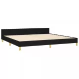 fekete szövet ágykeret matrac nélkül 200 x 200 cm