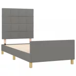 sötétszürke szövet ágykeret matrac nélkül 80x200 cm